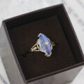 wholesale S925 gold-plated silver, Japan exclusive series, starry sky gray labradorite vintage dream women's ring-0-1