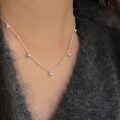 wholesale S925 Sterling Silver, Classic Korean Style, Brushed Cat's Eye Bead Necklace, New Round Bead Collarbone Chain, Fashionable and Lightly Luxurious-0-3