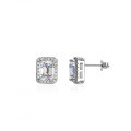 S925 Silver Moissanite Rectangular Emerald Earrings, Fine Jewelry Quality-0-3