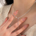 wholesale S925 Sterling Silver Minimalist Adjustable Plain Chain Necklace for Women, Korean Style Elegant and Versatile Collarbone Chain-0-0
