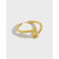 wholesale S925 Sterling Silver JT325 Korean-style Minimalist Knot Open Adjustable Ring for Women, Versatile Silver Ring-0-0
