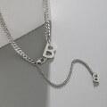 wholesale S925 Sterling Silver Korean Version Ins Small and Minimalist Design Versatile Large and Small Letter B Chain Texture Necklace for Women-0-0