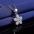 S925 Sterling Silver 1-Carat D Color Moissanite Camellia Pendant Necklace-0-1