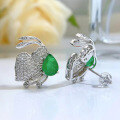 wholesale Silver new imitation emerald 6*8 bee earrings luxury micro-paved inlaid women's earrings-0-2