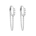 wholesale S925 Sterling Silver Round Hoop Ear Clasp with Zirconia Chain Earrings, Simple and Fashionable Long Elegant Ear Accessories-0-6
