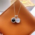 wholesale S925 Silver Maker Fashion Double-sided Black White Agate Round Pendant Korean-style Niche Design High-end Gift for Best Friend Jewelry-0-3