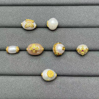 wholesale Gold-plated 925 ancient silver fittings set with natural freshwater pearl butterfly cross spacer beads for DIY bracelets and necklaces-4#