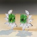 wholesale Sterling Silver Petite Emerald Stud Earrings for Women, Internet-Famous Style Elegant Earrings, New Trendy Minimalist Vintage Wholesale-0-1