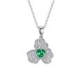 wholesale Sterling Silver S925 Emerald Three-Dimensional Clover Necklace for Women, Elegant and Luxurious Advanced Sense Jewelry,-0-4