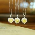 wholesale S925 Sterling Silver Red Elk Allover Yellow Diamond Heart Pendant High-End Sensation Love Necklace for Women Luxurious Full Diamond Collarbone Chain-0-2