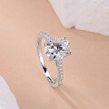 wholesale 18k Gold Plated 925 Silver 3 Carat 8*10mm Oval Full Moissanite Women's Ring for Amazon Cross-Border Best Sellers-0-3