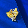 wholesale S925 Gold-Plated Metal, Full Diamond Brushed Christmas Style Firework Brooch for Young Girls-0-5