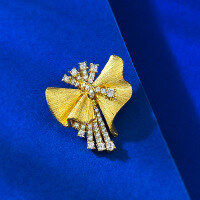 wholesale S925 Gold-Plated Metal, Full Diamond Brushed Christmas Style Firework Brooch for Young Girls-N476 Golden Butterfly Brooch 925 Silver