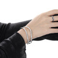 wholesale S925 Sterling Silver Double-Layer Line Openwork Bracelet for Women, Minimalist Style, Small Carved Pattern Bangle-0-2