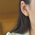 wholesale 925 silver gold-plated new Chinese-style filigree openwork earrings with Hetian jade inlaid, featuring a palace-inspired design-0-3