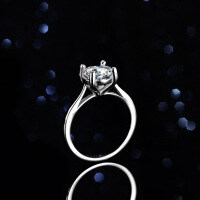 Silver Moissanite Ring Women 3ct Classic Four-Prong Setting-3 carats (set with zircon)  15 yards