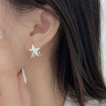 wholesale S925 Sterling Silver Minimalist Three-Dimensional Star Ear Clasp for Women, Summer New Simple Versatile Elegant Ear Studs-0-2