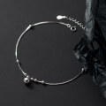 wholesale S925 silver minimalist smooth bead anklet for women, elegant ethnic style trendy ankle jewelry S5371-0-2