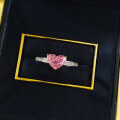 wholesale S925 Sterling Silver Imported Cherry Pink 7*9mm Heart-shaped Ring for Women, Famous Socialite Style Daily Fashion-0-3