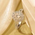 S925 Silver Vintage Lace Oval Moissanite Ring, 2 Carats, Adjustable-0-2