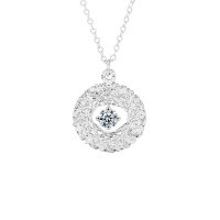 S925 Silver Dreamcatcher Wreath Necklace with Moissanite Pendant-White gold  30-point moissanite