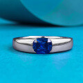 wholesale S925 Sterling Silver Royal Blue Simulated Diamond 5*6 High-End Fashionable Square Ring-0-0