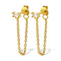 wholesale S925 Sterling Silver Tassel Earrings with Square Zirconia Chain, Minimalist Design in Multiple Colors-0-0