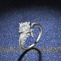 S925 Silver Four-Prong Moissanite Solitaire Engagement Ring-0-1
