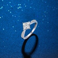 Sterling Silver Asscher Cut Moissanite Sugar Cube Ring Wholesale-High-carbon diamond, 1 carat, Hong Kong number 16