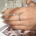 18k Gold Plated 925 Silver Cross Wave Stackable Ring with Moissanite-0-2