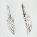 wholesale S925 Sterling Silver Plated Zircon Feather Earrings, Fashionable Commute Minimalist Elegant Earrings-0-2