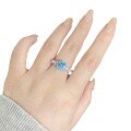 wholesale S925 Sterling Silver Women's Aquamarine Sky Blue Pigeon Egg Ring Diamond Ring Versatile Minimalist Cross-Border Bestseller Wholesale-0-4