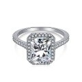 wholesale S925 Sterling Silver Cross-Border Women's Luxury Square 5A Zircon Simulated Diamond Ring Fashion Jewelry Wholesale-0-4