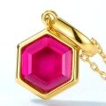 wholesale S925 Sterling Silver Korean and Japanese Light Luxury Style Geometric Hexagonal Ruby Pendant Choker Necklace for Women Factory Wholesale-0-3