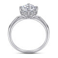 wholesale 925 Sterling Silver Zircon Flower Ring Women Small Batch Pure Silver One Carat Engagement Ring Light Luxury Ins-0-2
