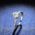 925 Silver Moissanite Ring Four-Prong Classic Women's Style-0-0