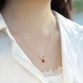 wholesale S925 Sterling Silver Fashion Popular Natural Garnet Necklace Korean Style Inlaid with 5A Zircon Gemstone Collarbone Chain for Women-0-3