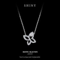 S925 Sterling Silver Flower Pendant Necklace, Trendy Minimalist Design-S925 Sterling Silver + Moissanite MF-0015B