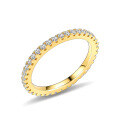 wholesale S925 Gold Plated Silver Full Diamond Ring for Women with Moissanite, Light Luxury Stackable Wedding Ring-0-4