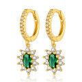 wholesale 925 Sterling Silver French Retro Green Zircon Inlaid Diamond Ear Hoop Earrings for Women, Cross-Border Special Supply Jewelry Wholesale-0-0