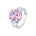 wholesale S925 Sterling Silver Enzela Pink Diamond Pink Ice Flower Cut Ring, Non-Tarnish Wholesale Women's Niche Design-0-4