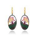 wholesale S925 Sterling Silver Italian Craftsmanship Designer Earrings, Natural Style Tree of Life Enamel Earrings-0-6