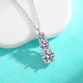 wholesale S925 Sterling Silver Cross-Border Moissanite Three-Diamond Pendant Minimalist Fashion Necklace with Niche Luxury Feel-0-2