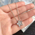 wholesale Silver jewelry, delicate flower necklace for women, luxury niche design, ins high-end full diamond collarbone chain-0-1