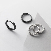 wholesale S925 Sterling Silver Twisted Twist Line Ear Clasp Ins Style Fashionable Temperament Internet-Famous Women's Earrings M03117-S925 silver pair black 925 silver