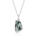wholesale S925 Sterling Silver Japanese-Korean Style Fresh and Delicate Green Moss Pendant Fashionable Water Grass Agate Necklace Manufacturer-0-5
