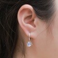 wholesale S925 Sterling Silver Cross-Border New Elegant and Exquisite Seven-Color Blue Moonstone Lotus Earrings, High-End Dangle Earrings for Ladies-0-1