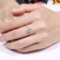 S925 Sterling Silver Moissanite Oval Adjustable Open Ring-0-2