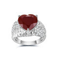 wholesale S925 Sterling Silver Vintage-Inspired Designer Ring with Heart-Shaped Gemstone Inlay-0-4