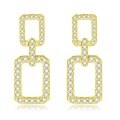 wholesale 18k Gold Plated Chanel-style Square Stud Earrings Set with Lab-grown Diamonds Geometric Earrings High-end Jewelry Diamond Platinum Studs-0-0